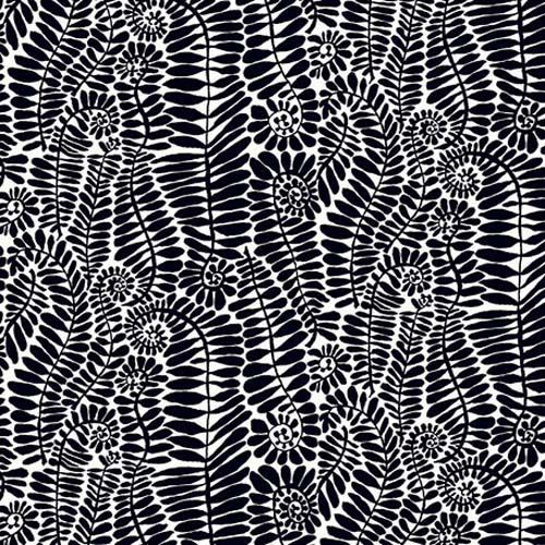 Fronds - Black - August 2022 - Black fern fronds on white - Kaffe Fassett