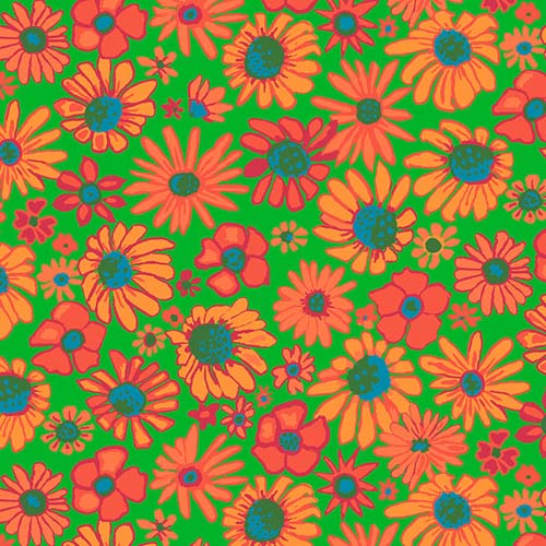 Kaffe Collective - August 2024- Bloomers - Orange - purple & teal on orange