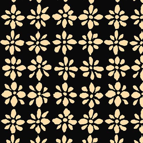 Kaffe Collective - August 2024- Snow Flower - Black - cream flowers on black