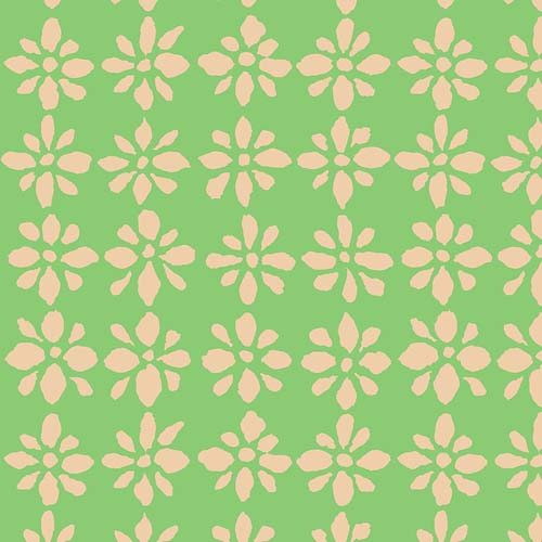 Kaffe Collective - August 2024- Snow Flower - Green - cream flowers on green