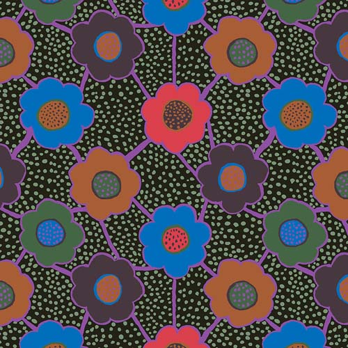 Kaffe Collective - August 2025 - Floral Connections - Dark- floral on black