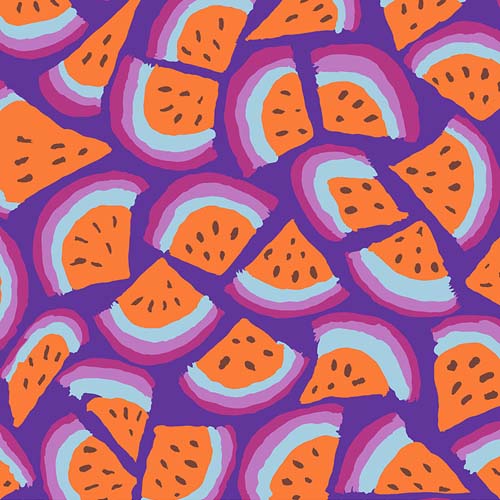 Kaffe Collective - August 2025 - Slice - Purple - orange watermelon on purple