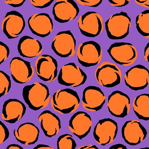 Kaffe Collective - August 2025 - Twist - Purple - orange & black dots on purple