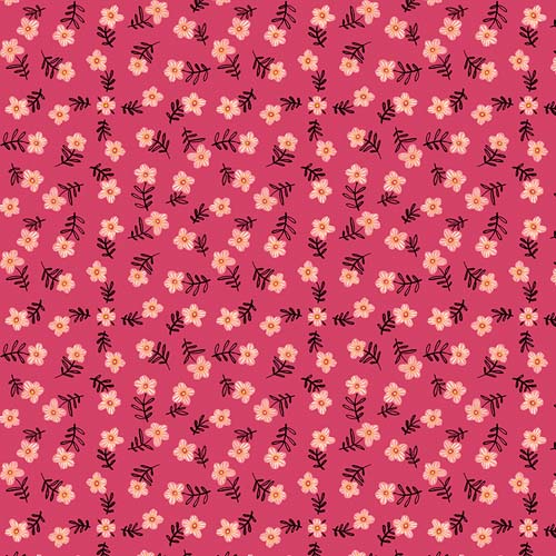 Magic Makers - Teenie Flowers- Rose- pink flowers on dark pink - Cori Dantini