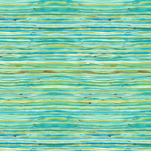 After the Rain - Crystal ClearStripe - Sky - turquoise green & gold stripes