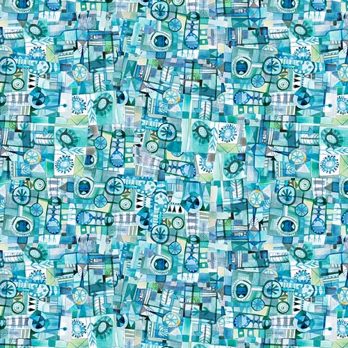 L'Heure Bleue - Doux - Mint - light blues & teals geometric floral