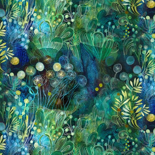 L'Heure Bleue - Reve - Moss Green - green & blue grasses