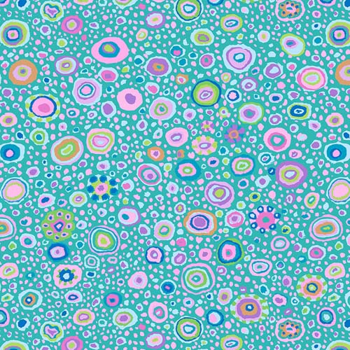 Kaffe Collective - August 2025 - Roman Glass - Turquoise - circles on turquoise
