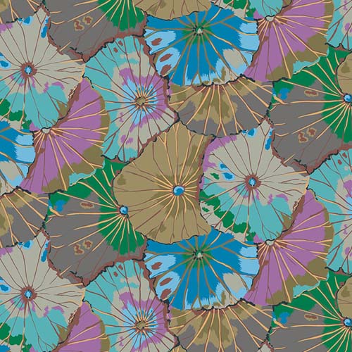 Kaffe Collective - August 2024- Lotus Leaf - Grey - gray, tan & teal