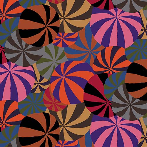 Kaffe 85 & Fabulous - Beach Balls - Maroon - packed striped balls in reds