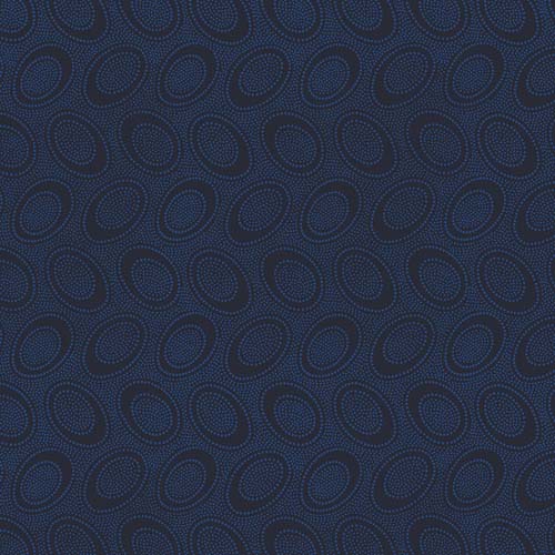 Kaffe Collective Feb. 2025 - Aboriginal Dot - Midnight - blue dots on black