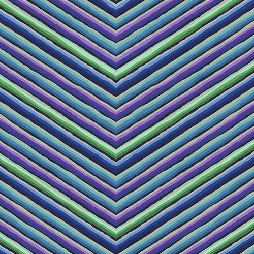 Kaffe 85 & Fabulous - ChevronStripe - Blue - teal,blue & purple stripes