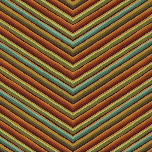 Kaffe 85 & Fabulous - ChevronStripe - Ochre - brown, green& rust stripes