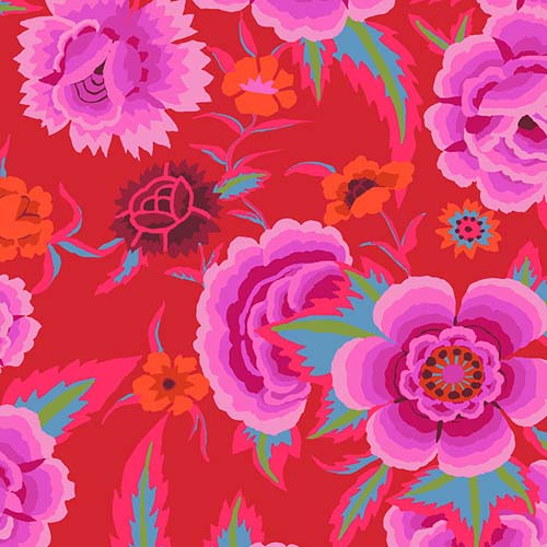 Embroidered Shawl - Magenta -August 2022 - Bright pink flowers - Kaffe Fassett