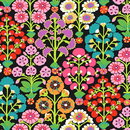 Kaffe 85 & Fabulous - Sprays - Contrast - bright flowers on black