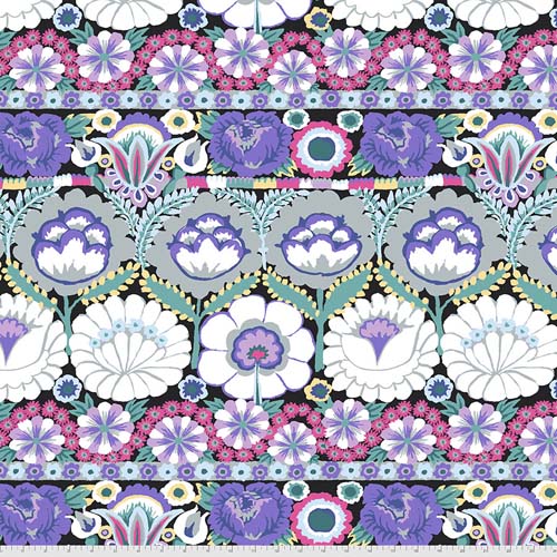 Embroidered Flower - Contrastlt. flowers on black - Kaffe Collective - Aug 2021
