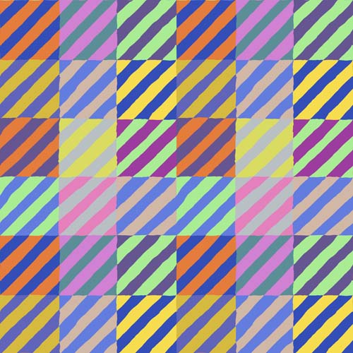 Regimental Tiles - Multi - squares of diagonal stripes - Feb.2022 - Kaffe Fasset