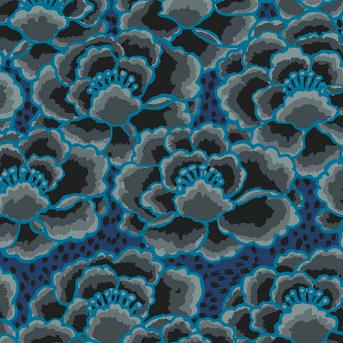 Tonal Floral - February 2023 - Charcoal - packed dk grey floral w/teal- Kaffe