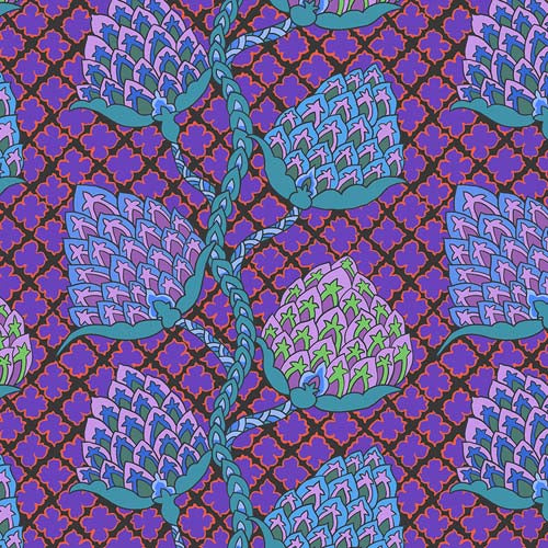 February 2024 - Paisley Flower - Blue - Large blue flower vine- Kaffe Fassett