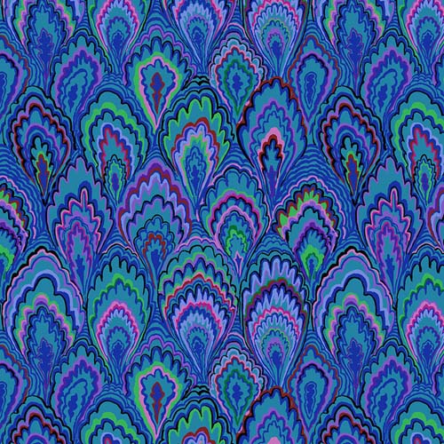 Kaffe Collective Feb. 2025 - Marble Scallops - Blue - blue& green scallops