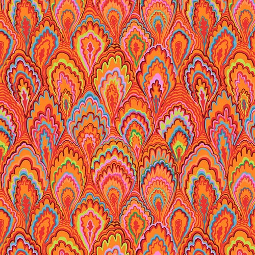 Kaffe Collective Feb. 2025 - Marble Scallops - Red - orange & red scallops