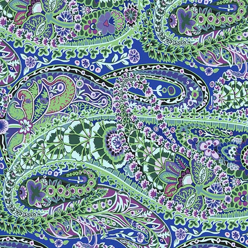 Paisley Jungle - Cobalt - August 2022 - large paisleys on blue - Kaffe Fassett
