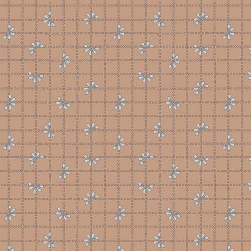Flourish & Bloom - Bloom Check - Tan - grid with white flowers on tan