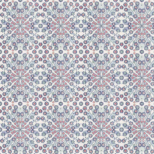 Flourish & Bloom - Bloomful Starburst - Glory - blue & pink floral on cream