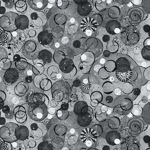 Cool Breeze - Turbulence - Gray - various sized circles in shades of gray& black