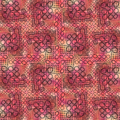 Heat Wave - Hot Summer - Hot - black line drawings of circles on pink/orange