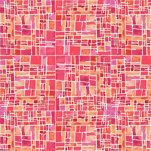 Heat Wave - Tropical - Warm - white outlined hot pink & orange squares
