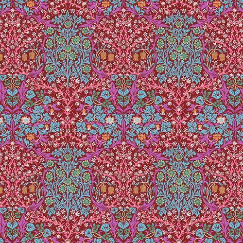 Kaffe x Morris & Co. - Blackthorn - Brown- purple, pink & blue floral on brown