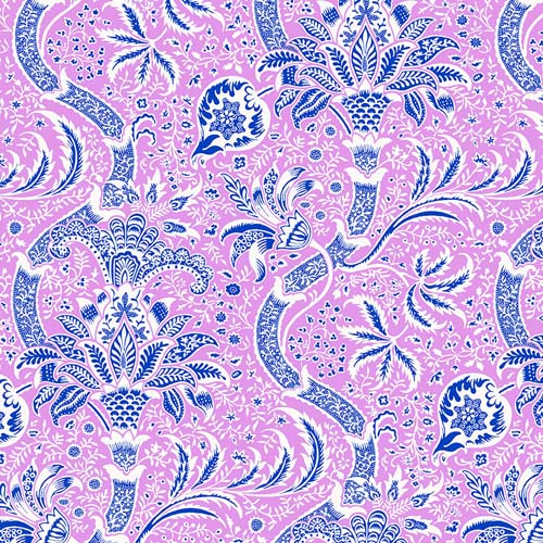 Kaffe x Morris & Co. - IndianPink - white & blue floral on pink