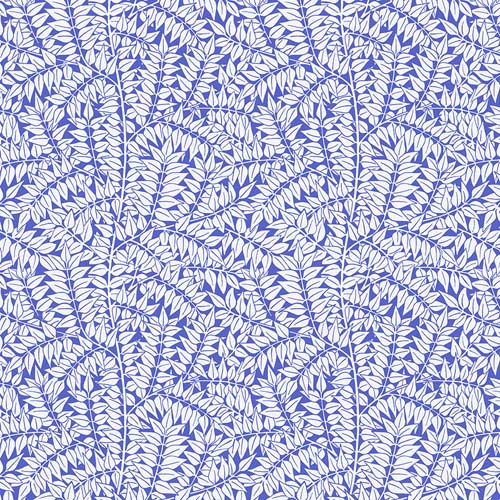 Kaffe x Morris & Co. - Branches - Blue- leafy white branches on blue
