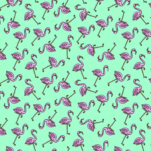 MulgaKongz - Fantastic Flamingos - Mint - pink flamingos on mint green
