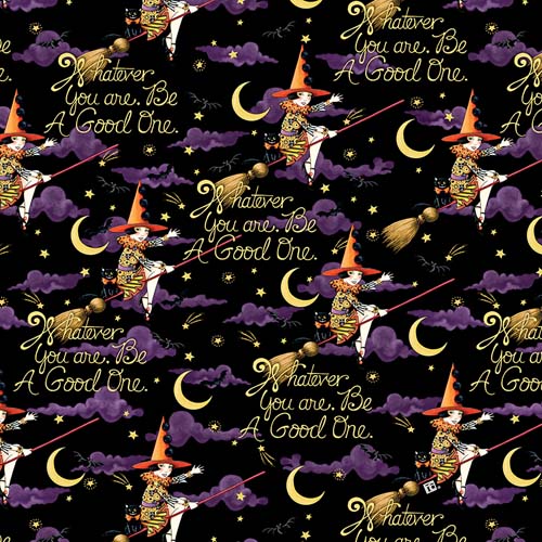 Spooky Cute - Be A Good One -Black - Night skies w/ witch  - Mary Engelbreit