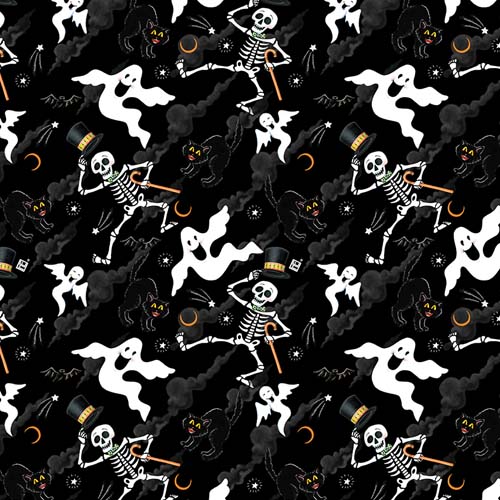 Spooky Cute - Scary Sky - Black - skeletons, ghosts & cats - Mary Engelbreit