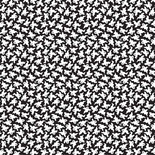 Spooky Cute - Ghost Cluster -Black - white ghosts on black - Mary Engelbreit