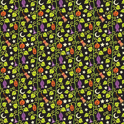 Spooky Cute - Halloween Stalks - Multi - leafy stalks w/motifs - Mary Engelbreit
