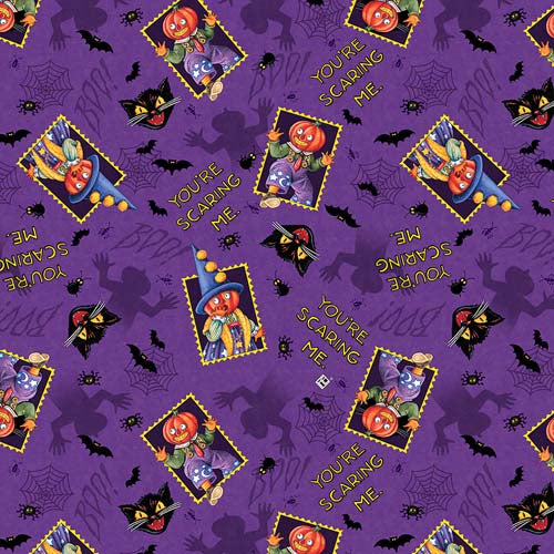 Spooky Cute - You're Scaring Me - Purple - words & pumpkins  - Mary Engelbreit