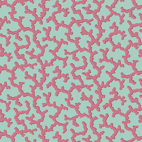February 2024 - Coral - Duckegg - pink coral on lt blue/green - Kaffe Fassett