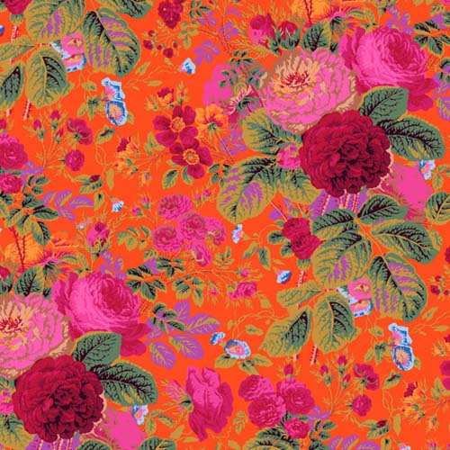 Kaffe Collective Feb. 2025 - Gradi Floral - Tomato - magenta floral on orange