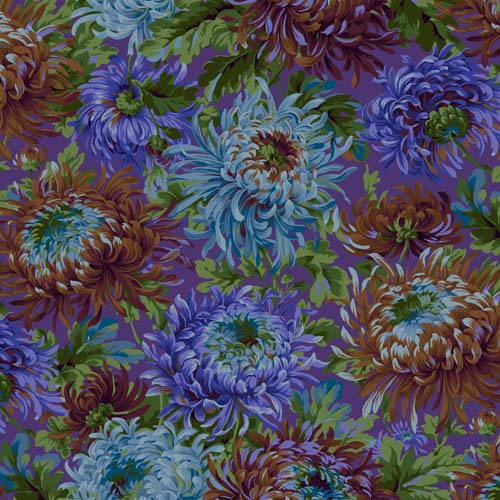 Shaggy - Blue - Large blue blooms on purple - Kaffe Fassett -