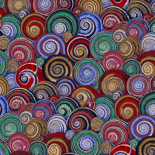 Spiral Shells - Dark - brightly colored shells -  Feb.2022 - Kaffe Fassett coll.