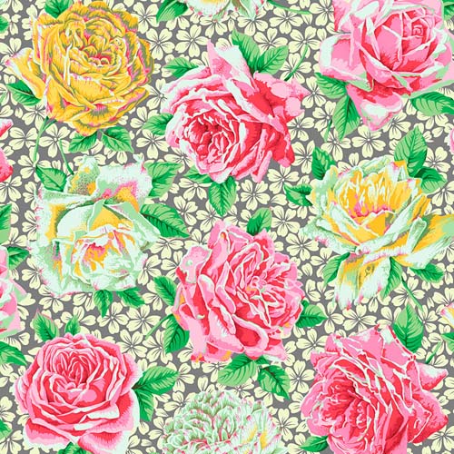 Kaffe Fassett Collective February 2026 - Rose Bloom - Grey