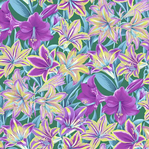 Amaryllis - Multi - purple teal and green - Feb.2022 - Kaffe Fassett collective