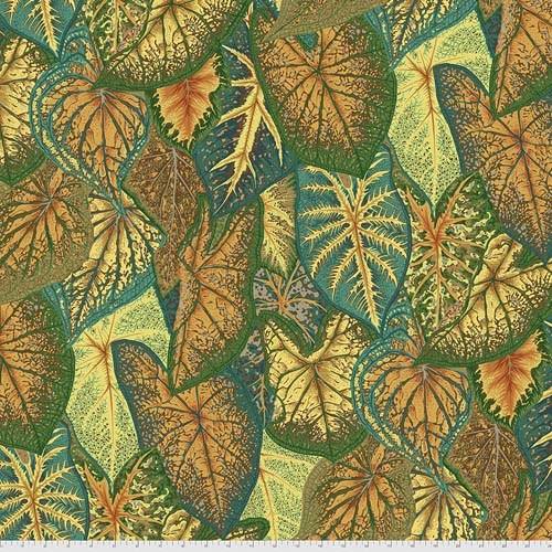 Caladiums - Gold - gold teal orange leaves - Kaffe Collective - Aug 2021