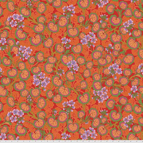Climbing Geraniums - Red - orange and green leaves - Kaffe Collective - Aug 2021