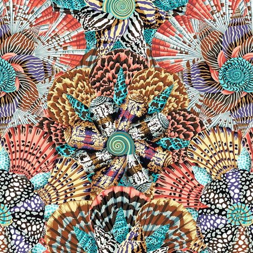 Sailor Valentine - Contrast -August 2023-Seashells in brown&teal-Kaffe Fassett