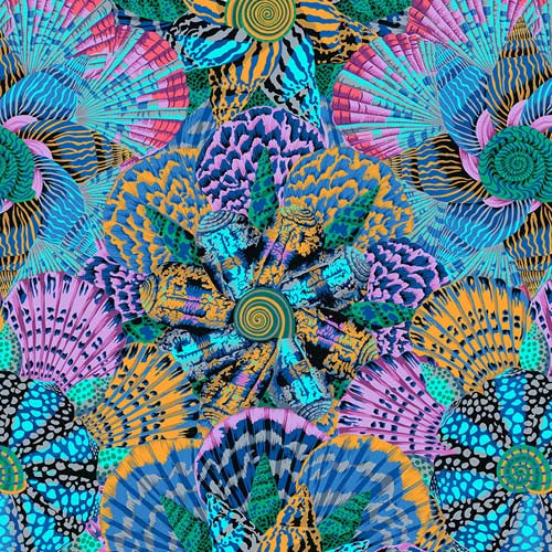 Sailor Valentine - Cool - August 2023- seashells in gold & blues-Kaffe Fassett